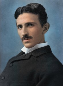 Portrett av Nikola Tesla, 1890 (håndfarget bilde)